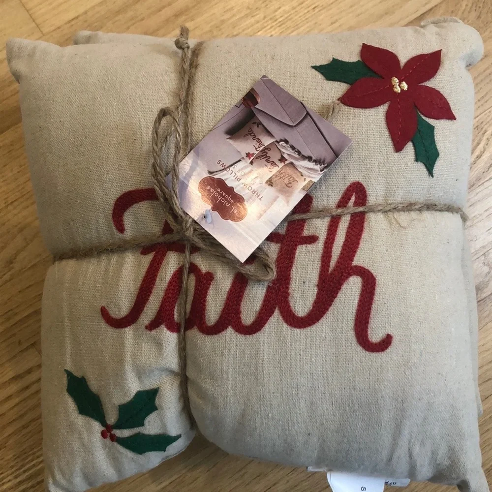 St Nicholas square holiday throw pillows set of 3 Family Faith Friends decor